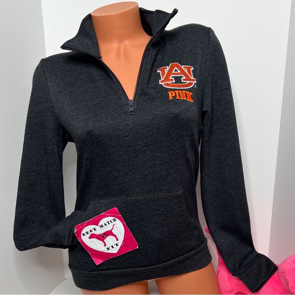 Victoria’s Secret PINK XS Logo Auburn University Quarter Zip Sweatshirt Sequin